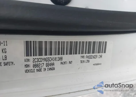 2012 Dodge Challenger Sxt z USA, uszkodzony, nr VIN 2C3CDYAG5CH101308